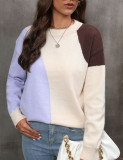 Plus Size Women Winter Color Block Sweater