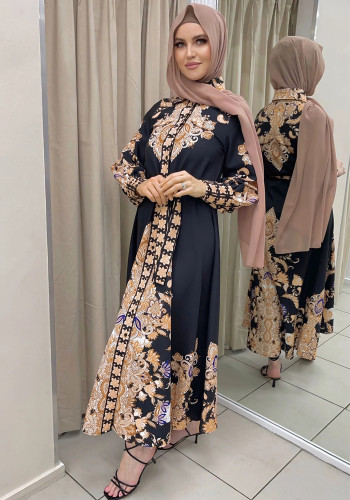 イスラム教徒の女性アラビア プリント ドレス