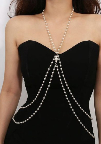 Cadena de perlas con cuello halter para mujer