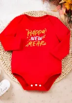 Baby girl red printed long-sleeved romper