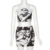 Summer Women's Sexy Sleeveless Tank Top High Waist Slim Skirt Two Piece Set