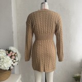 Autumn Winter Fashion Slim Waist Twist Bodycon Dress Sweater Dress