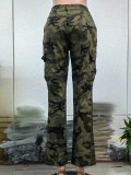 Women's high waist straight tube multicolor camouflage cargo pants