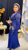 African women's long sleeve sequin fishtail Formal Party evening dress bridesmaid dress toast dress