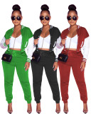 Women's autumn and winter ribbon patchwork bomber suit