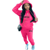 Autumn and winter plush hoodies Casual sports suit