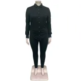 Plus Size Women's Solid Shirt Pant Set