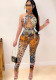 Women'S Clothing Fashion Casual Leopard Print Halter Sexy Jumpsuit