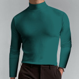 Men'S Fall And Winter Turtleneck Long-Sleeved T-Shirt Men'S Basic Shirt Men'S Solid Color Tops