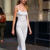 Ladies Summer Elegant Print Lace Up Sexy Slim Strap Dress