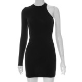 Women'S Autumn Irregular One-Shoulder Long-Sleeved Hollow Out Sexy Bodycon Dress