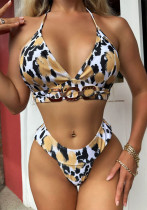 Frauen-reizvolle Leopard-Bikini-Badebekleidung zwei Stücke