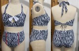 Plus Size Women Zebra Print Swimwear Two Pieces