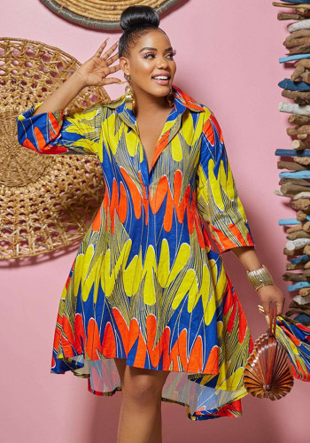 African Ladies Printed Shirt Dress