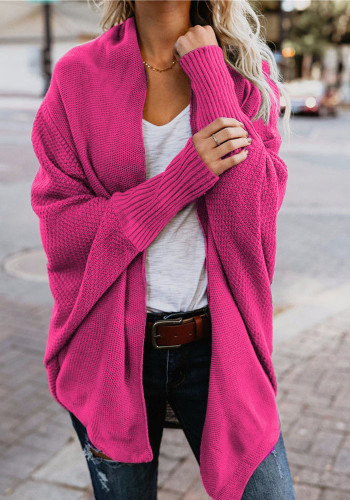 Cappotto a scialle da donna in cardigan lavorato a maglia con maniche a pipistrello autunno e inverno