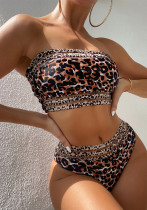 Leopard trägerloser sexy Bikini zweiteilige Badeanzug-Badebekleidung