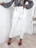 Trendy Style Bell Bottom Pants Straight Leg Casual Pants Button trousers