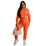Women's fashion sexy cropped solid color sports two-piece suit