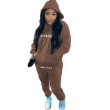 Women's fashion Casual printed two-piece hoodie sports suit