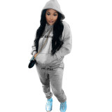 Women's fashion Casual printed two-piece hoodie sports suit