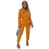 Fashion women's solid color trend Casual sports suit