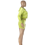Women's solid velvet coat short skirt fashion Three Piece