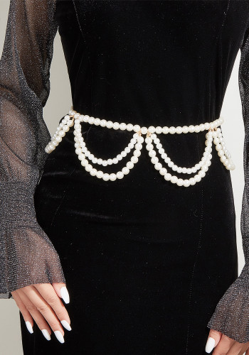 Cadena de la cintura de la cadena de la perla de la borla ondulada de Jane de las mujeres