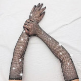 Women Sexy Beaded Fishnet Gloves
