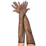 Women Sexy Beaded Fishnet Gloves