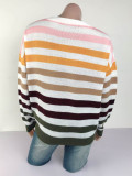 Suéter pulôver fashion listrado com cores contrastantes blusa de tricô feminina outono estudante