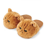 Cute cartoon coffee cat slippers indoor household warm animal cat plush cotton slippers