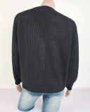 Herbst-Winter-Pullover Damen Strickjacke Solide V-Ausschnitt Laterne Ärmel Knopf Strickjacke Top