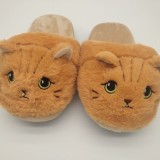 Lindas pantuflas de gato de café de dibujos animados para interiores, pantuflas de algodón de felpa con animales cálidos para el hogar