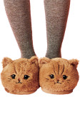 Cute cartoon coffee cat slippers indoor household warm animal cat plush cotton slippers