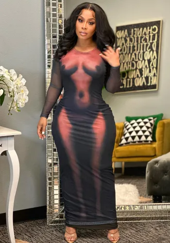 Women's Positioning Print sexy dress