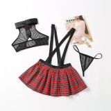Sexy Lingerie Female Sexy Temptation Grid Student Straps Plaid Skirt Sexy Female Uniform