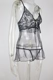 Women'S Lace Embroidery Sexy See-Through Temptation Sexy Lingerie Set V-Neck Sexy See-Through Bra And Panty Set Pajamas