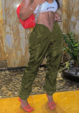 Pantalones casuales con cremallera y bolsillos laterales abiertos sólidos para mujer
