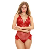 Sexy Party Sexy Teddy Lingerie See-Through Lace Straps Body Mujer Sexy Ropa interior