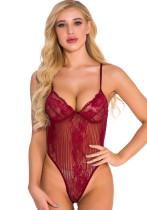 Vrouwen Lace See-Through Hollow V-hals Strap Bodysuit Sexy Lingerie