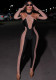Women Sexy Mesh See-Through Halter Neck Sleeve Jumpsuit