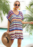 Vestido tipo pareo de playa con recorte multicolor para vacaciones de verano para mujer