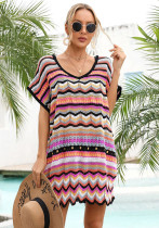 Kadın Yaz Tatilleri Plaj Patchwork Çok Renkli Kesim Plaj Örtüsü Elbise