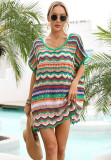 Vestido tipo pareo de playa con recorte multicolor para vacaciones de verano para mujer