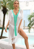 Blusa de playa de verano para mujer Vestido de blusa de bikini de vacaciones con borla de punto hueco