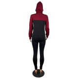 Women Classic Contrasting Color Hoodies and Pant Two-Piece Set