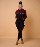Women Classic Contrasting Color Hoodies and Pant Two-Piece Set