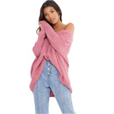Женский свободный свитер с длинным рукавом и V-образным вырезом
