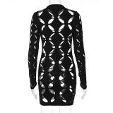 Abito aderente a maniche lunghe con scollo tondo da donna sexy