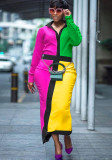 Vestido de mujer color block manga larga